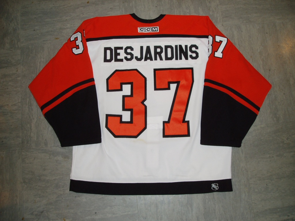 37 eric DESJARDINS A PHILADELPHIA FLYERS Gameworn Hockey Jersey Collection